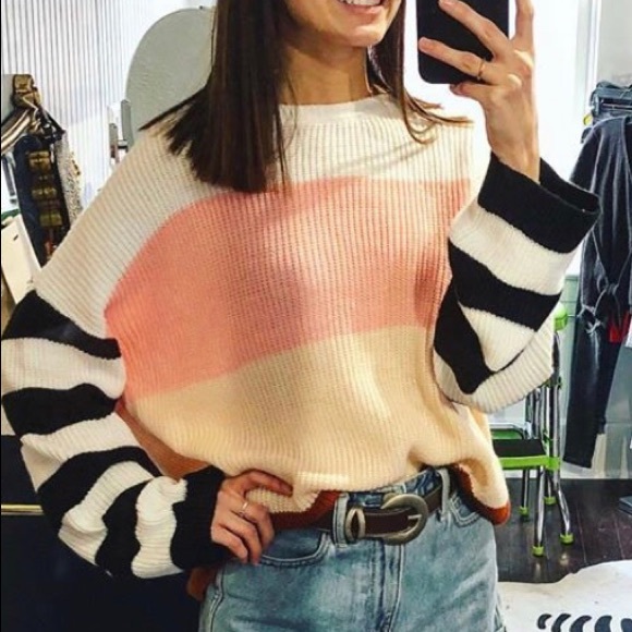 Striped Fisherman Knit Sweater M - Picture 2 of 4